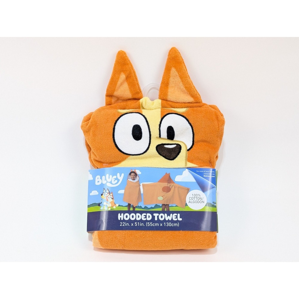 Bluey Bingo Heeler Kids Hooded Bath Towel 22x51" Cotton Cartoon Character NEW